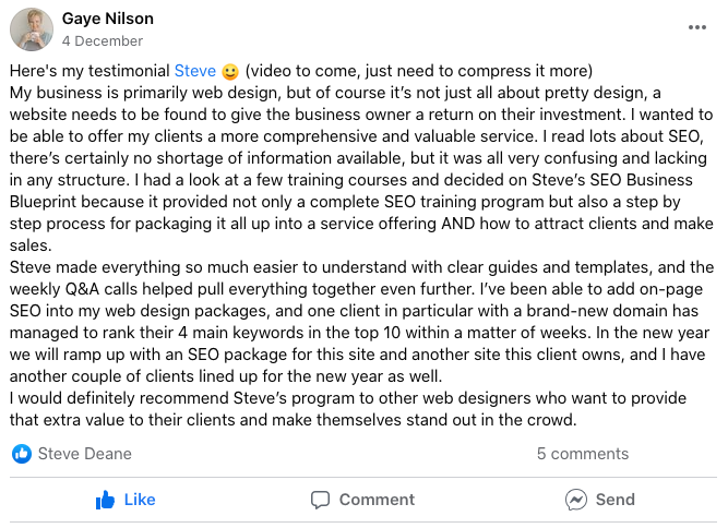 gaye testimonial